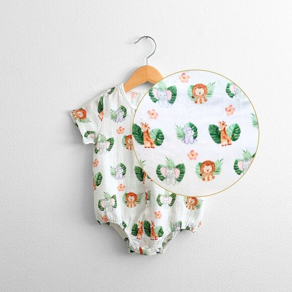 Other - NWT Cute Short Sleeve Baby Onesies One-Piece Romper Unisex Safari Animal 3-6M